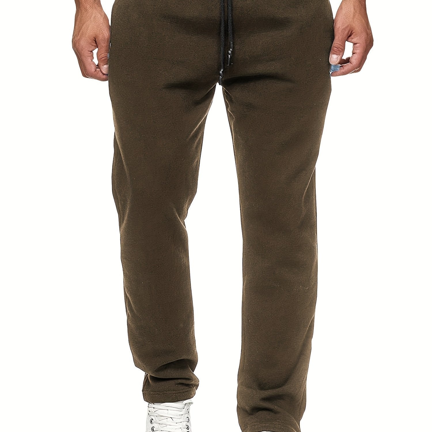Men's Fashion Casual Solid Color Fleece-Lined Joggers