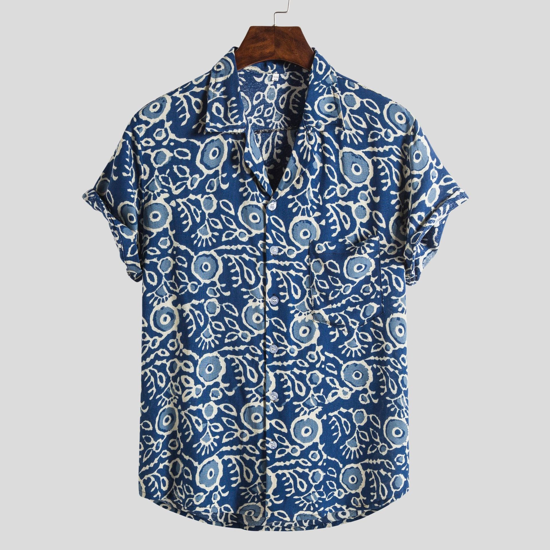 Men's Linen Floral Print Beach Shirt | Short Sleeve Holiday Button-Down
