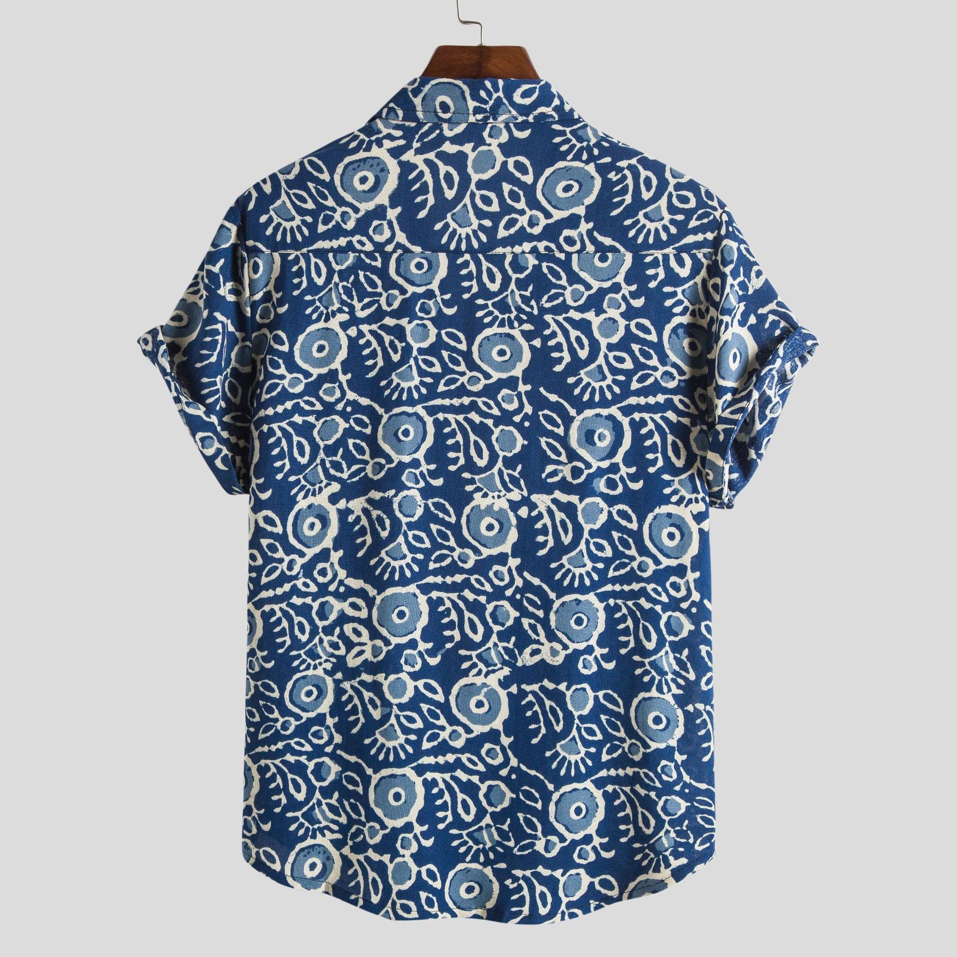 Men's Linen Floral Print Beach Shirt | Short Sleeve Holiday Button-Down