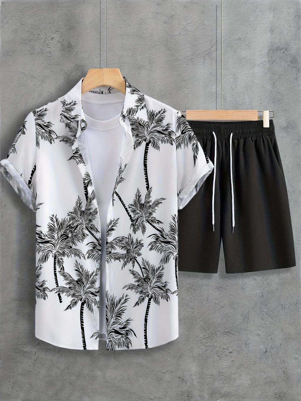 Coconut Tree Print Shirt and Shorts Set