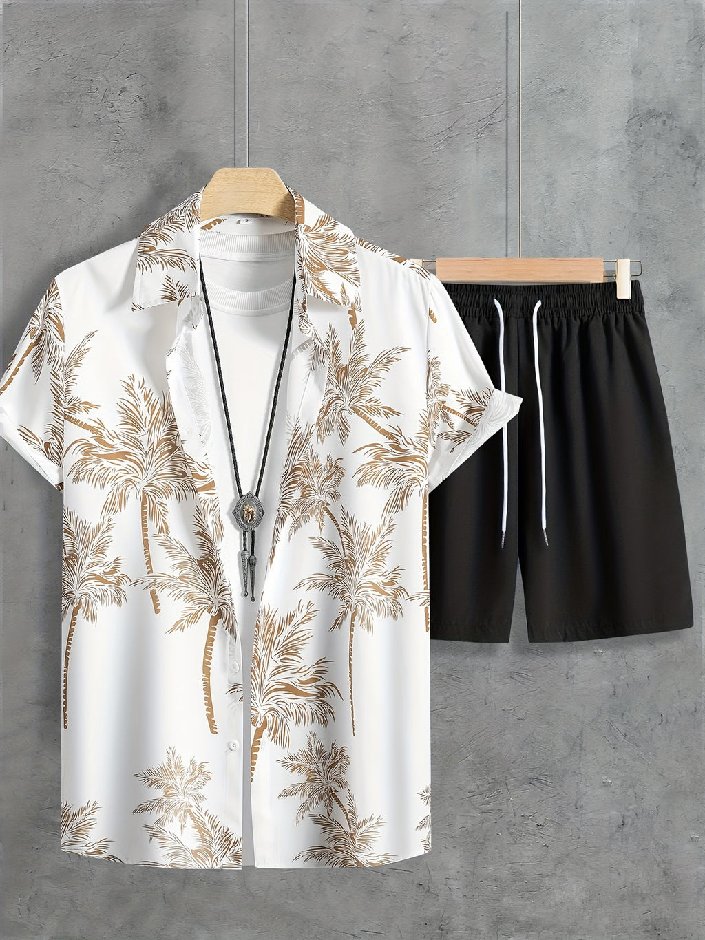 Coconut Tree Print Shirt and Shorts Set