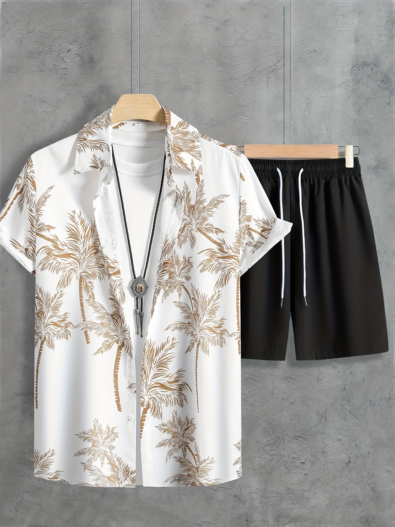 Coconut Tree Print Shirt and Shorts Set