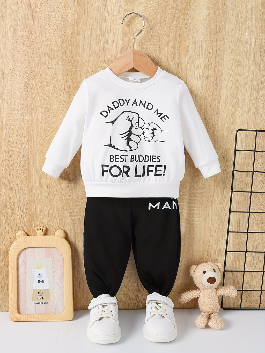 Toddler Boy 2-Piece Tracksuit – Happy Face Print Sweatshirt & Jogger Set