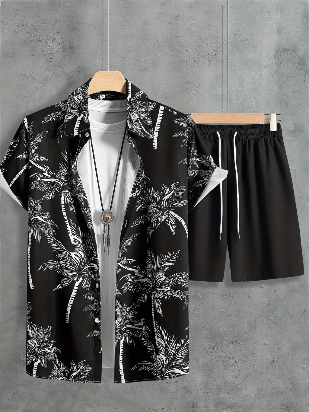 Coconut Tree Print Shirt and Shorts Set