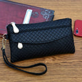 Argyle Quilted Wristlet Clutch | Faux Leather Zipper Bag for Women