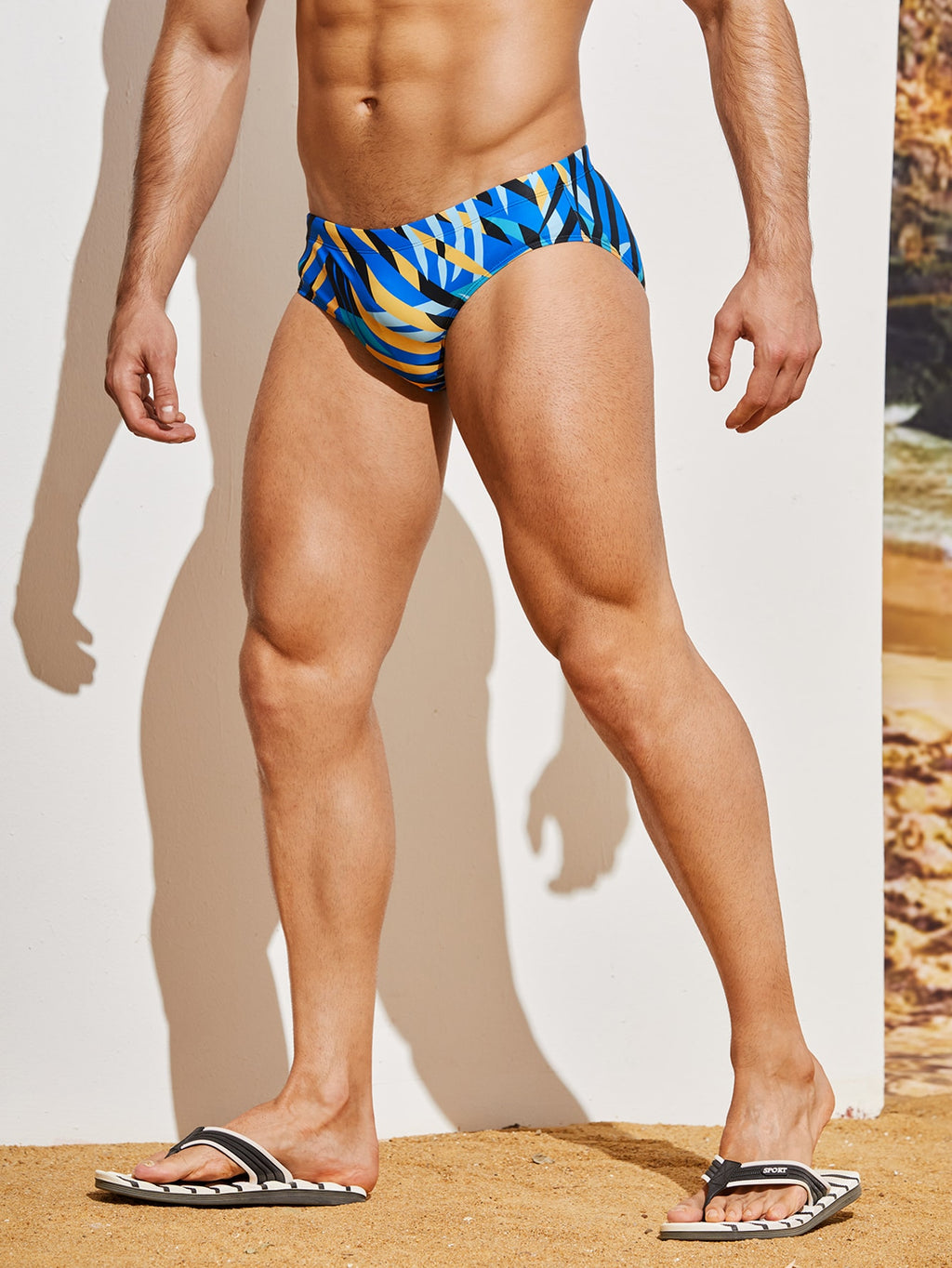 Quick Dry Men's Striped Swim Boxer Briefs For Outdoor Surfing And Swimming At The Beach Or Pool