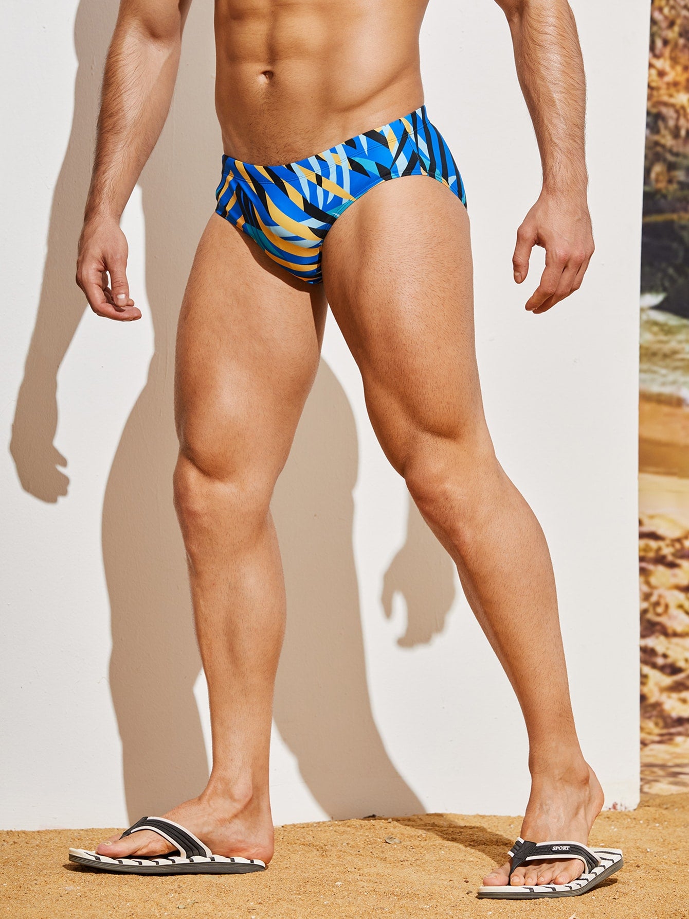Quick Dry Men's Striped Swim Boxer Briefs For Outdoor Surfing And Swimming At The Beach Or Pool