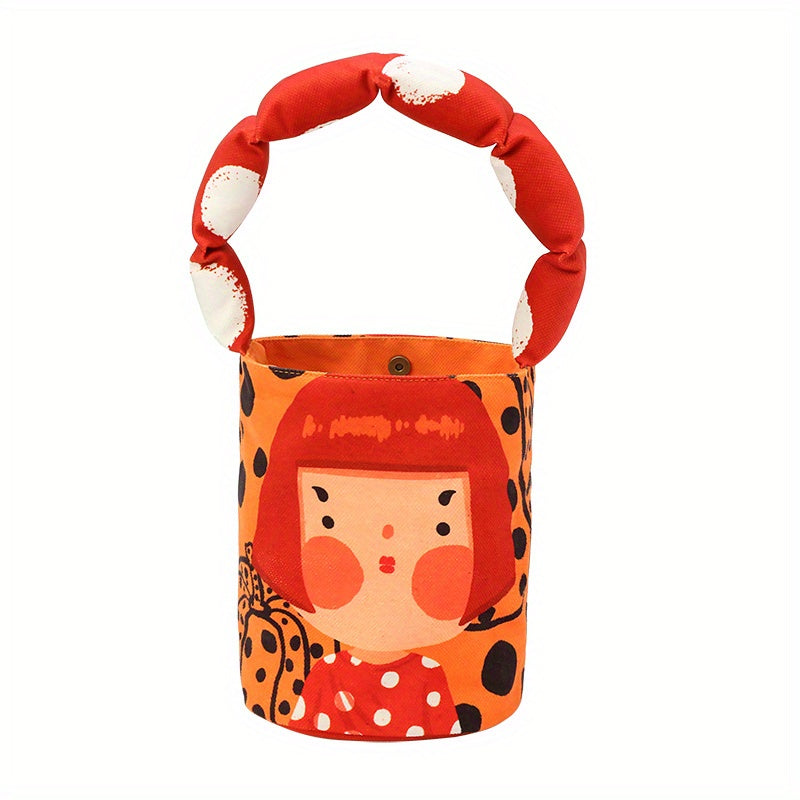 Art Print Bucket Bag – Padded Shoulder Strap Handbag with Classic Painting Design