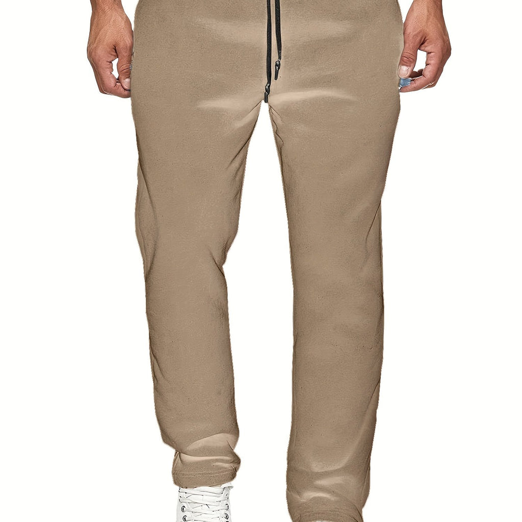 Men's Fashion Casual Solid Color Fleece-Lined Joggers