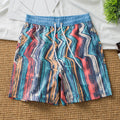 Men's Colorful Striped Beach Shorts | Quick-Dry Swim Trunks for Beach & Pool