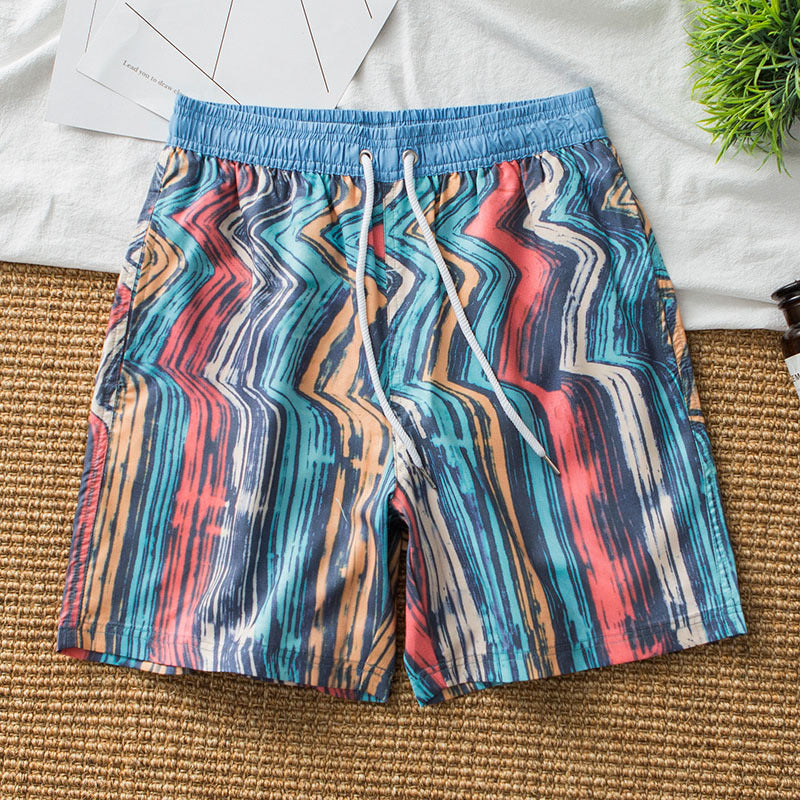 Men's Colorful Striped Beach Shorts | Quick-Dry Swim Trunks for Beach & Pool