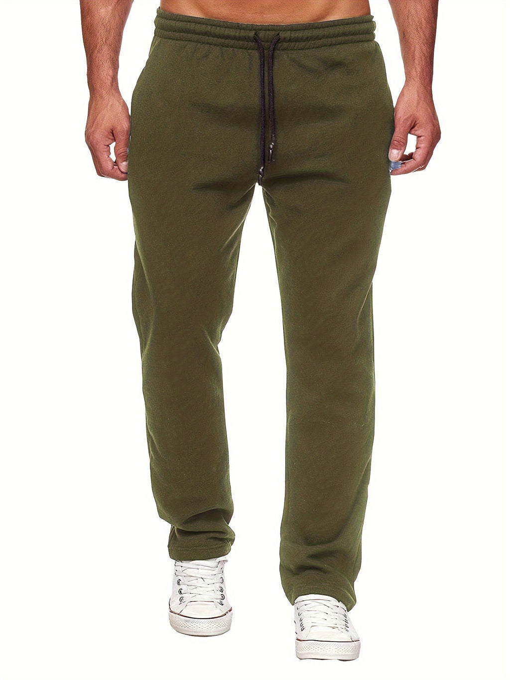 Men's Fashion Casual Solid Color Fleece-Lined Joggers