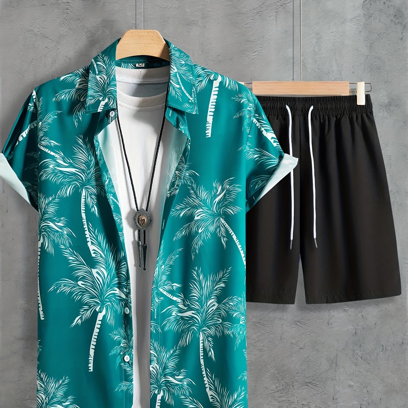 Coconut Tree Print Shirt and Shorts Set