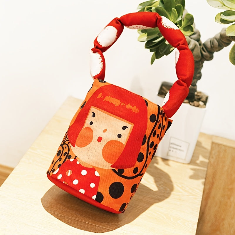 Art Print Bucket Bag – Padded Shoulder Strap Handbag with Classic Painting Design