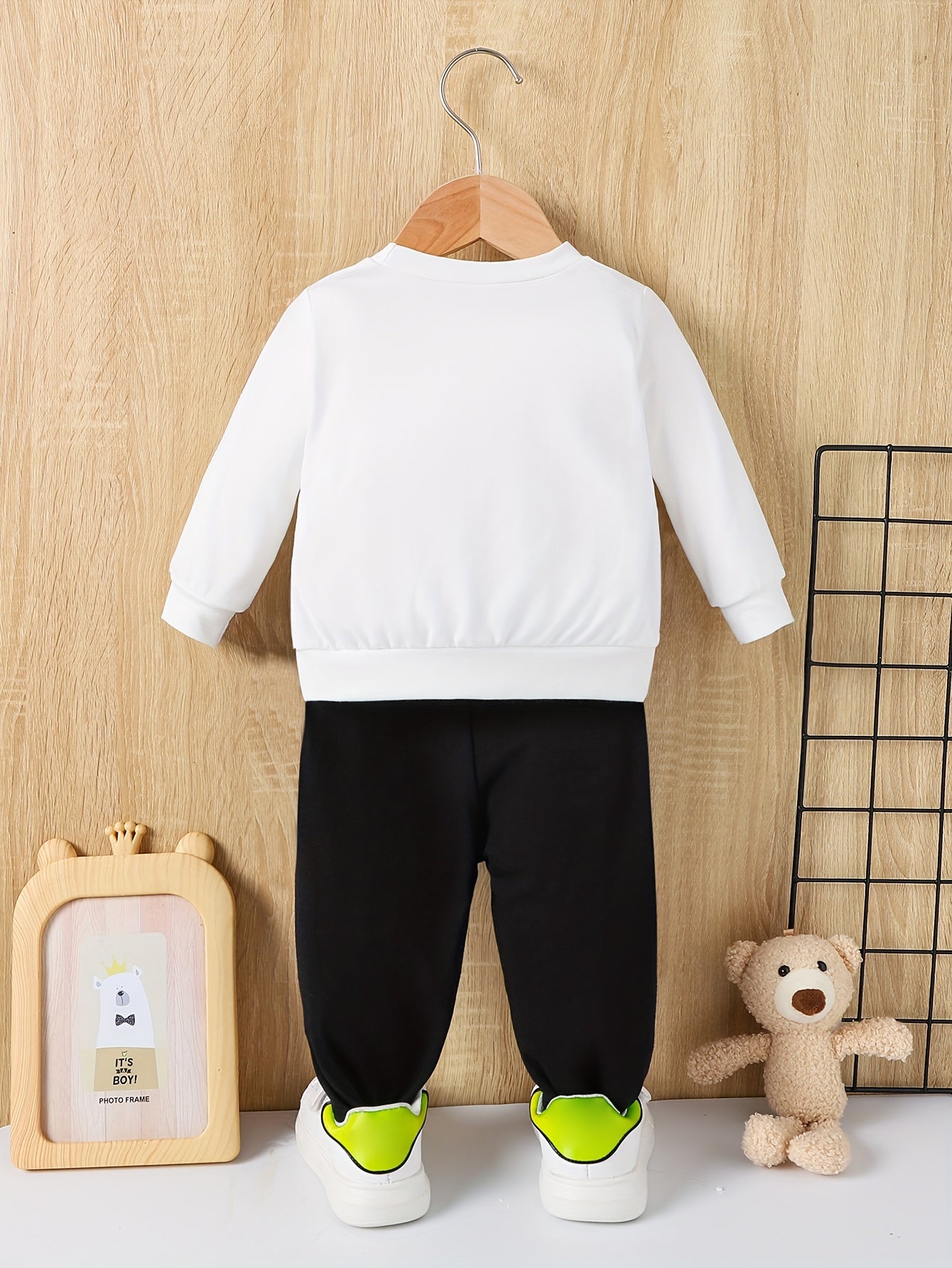 Toddler Boy 2-Piece Tracksuit – Happy Face Print Sweatshirt & Jogger Set
