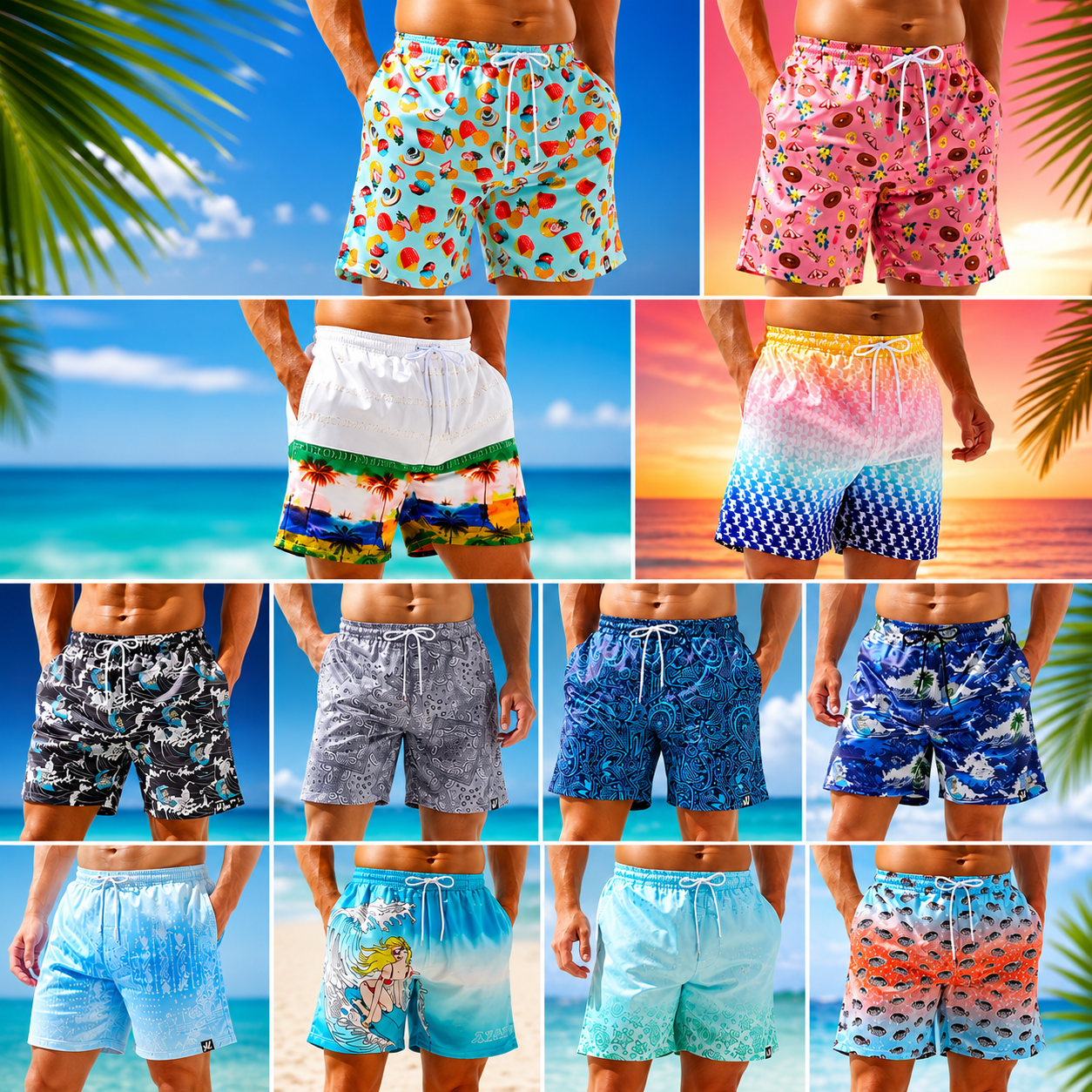 Men's Beach Swim Trunks – Quick-Dry Stretch Shorts with Pockets | XS–2XL
