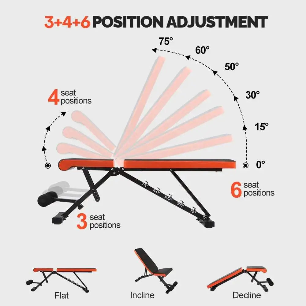Adjustable Foldable Weight Bench – 150kg Capacity | Home & Commercial Gym
