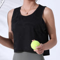 Women's Sleeveless Mesh Crop Tank Top – Breathable Gym & Yoga Vest