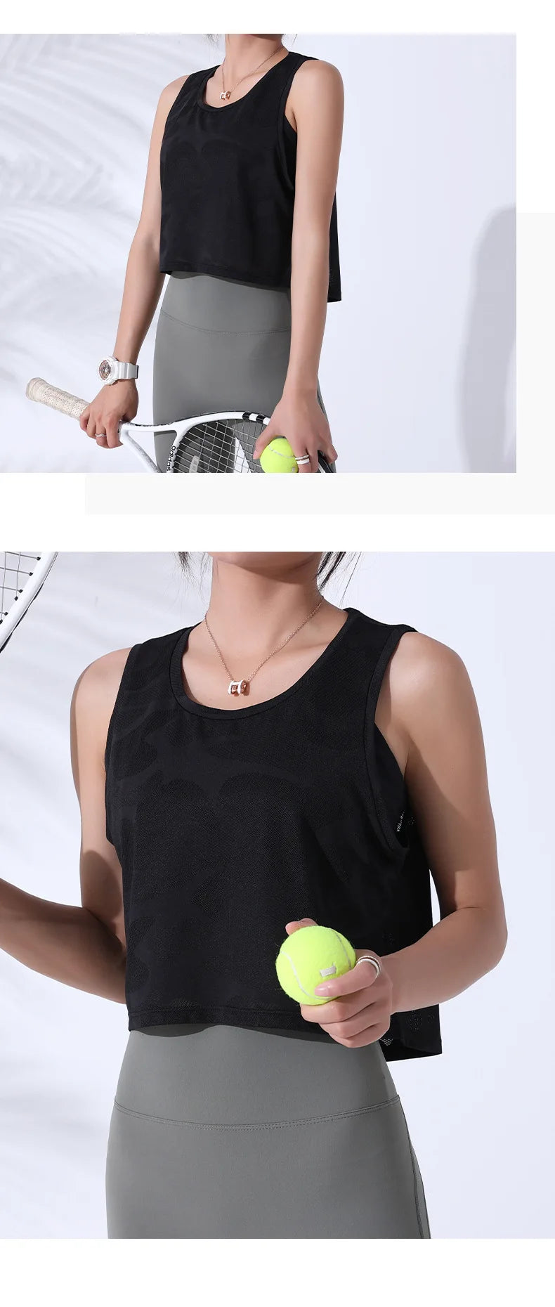 Women's Sleeveless Mesh Crop Tank Top – Breathable Gym & Yoga Vest