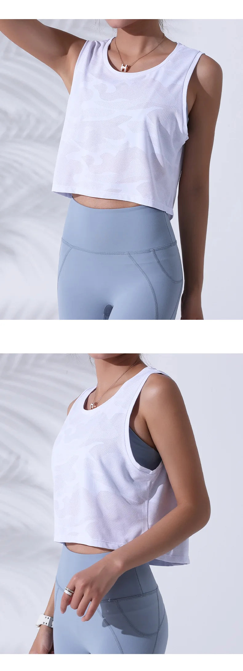 Women's Sleeveless Mesh Crop Tank Top – Breathable Gym & Yoga Vest