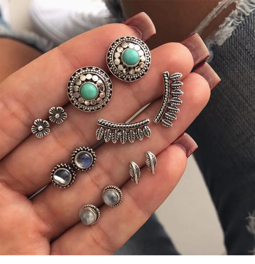Women's Bohemian Shell & Starfish Dangle Earring Set – Beach Pearl Conch Drop Jewelry