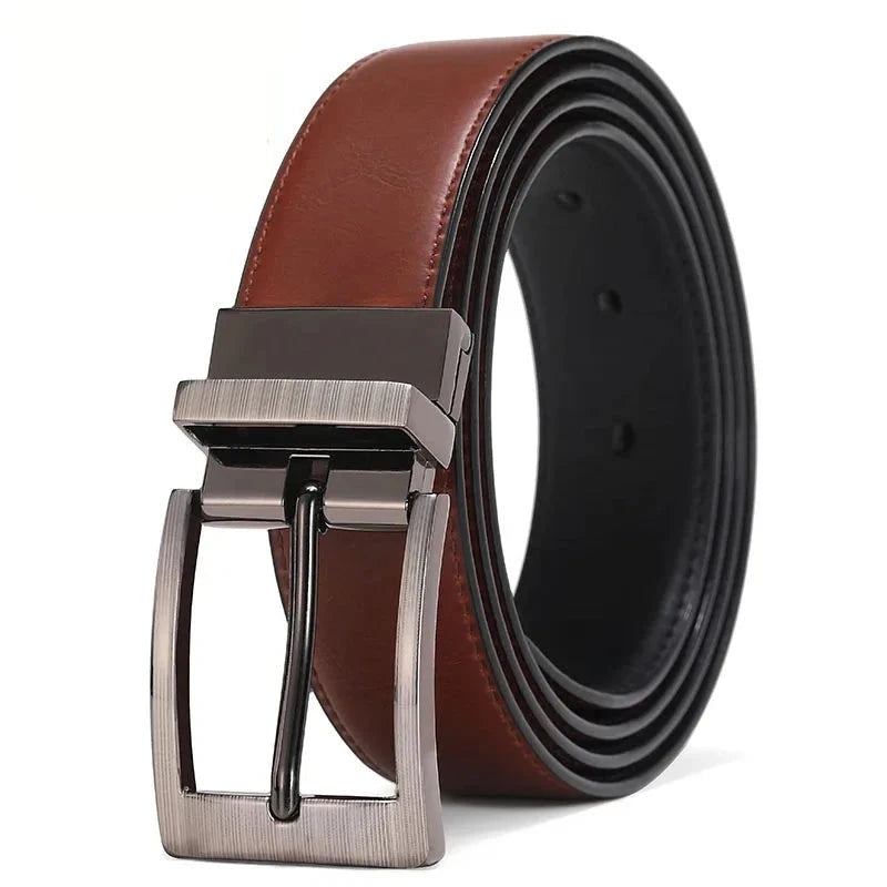 Men's Reversible Leather Belt | Two-Sided Black & Brown Buckle Belt
