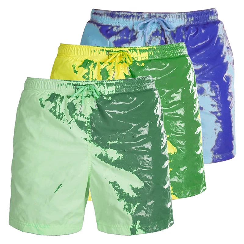 Men's Color-Change Beach Swim Shorts – Quick-Dry Surfing & Diving Trunks | S–3XL