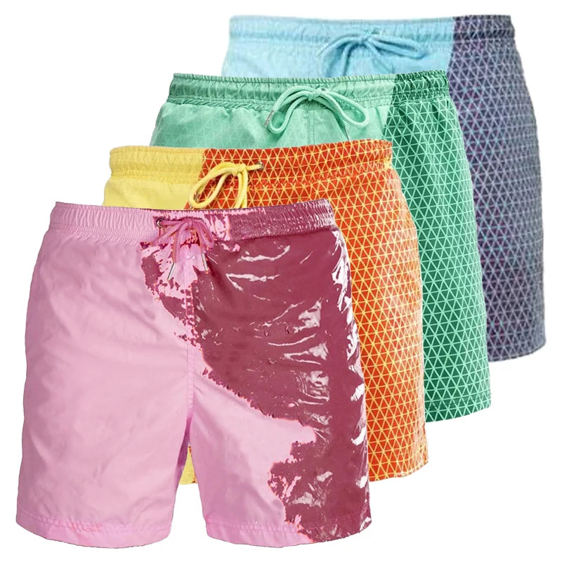 Men's Color-Change Beach Swim Shorts – Quick-Dry Surfing & Diving Trunks | S–3XL