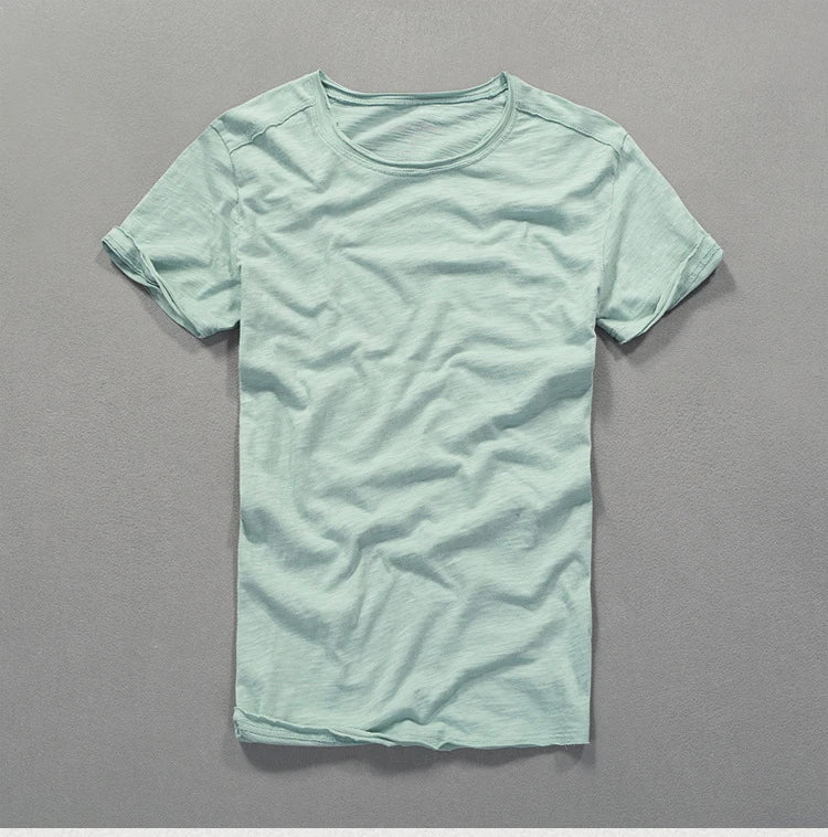 Men's Slub Cotton T-Shirt | Breathable Casual Tee | Summer Harajuku Style