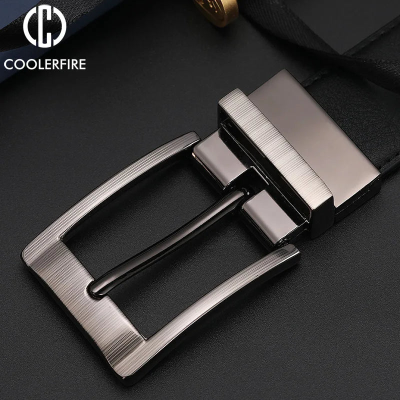 Men's Reversible Leather Belt | Two-Sided Black & Brown Buckle Belt