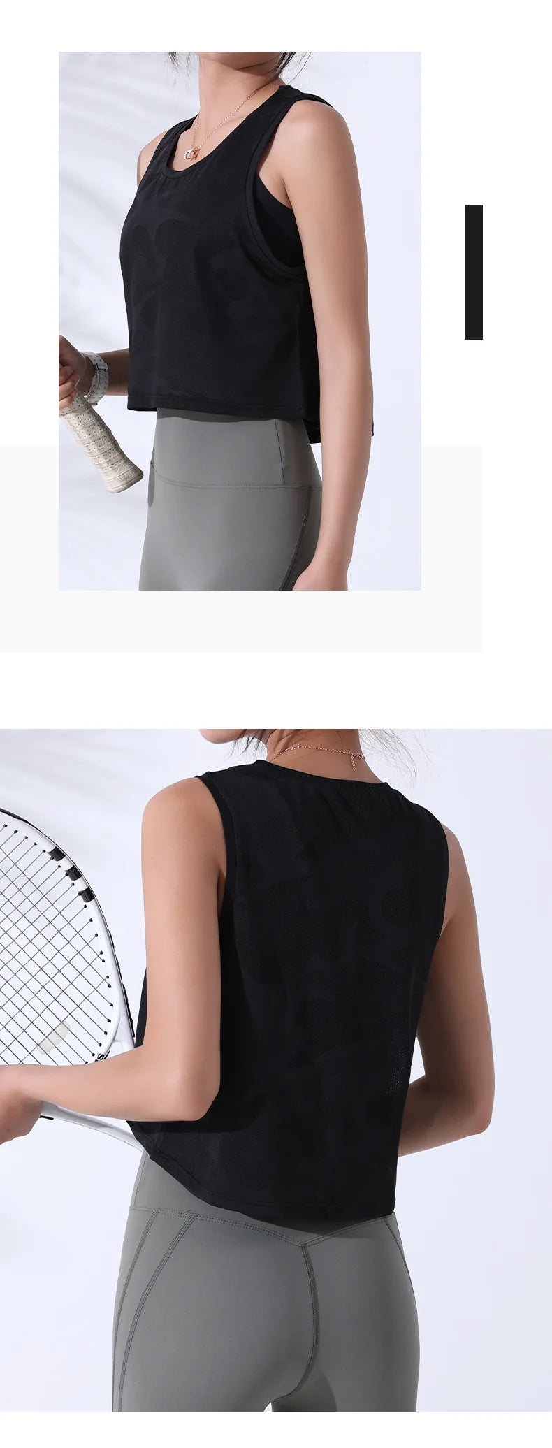 Women's Sleeveless Mesh Crop Tank Top – Breathable Gym & Yoga Vest