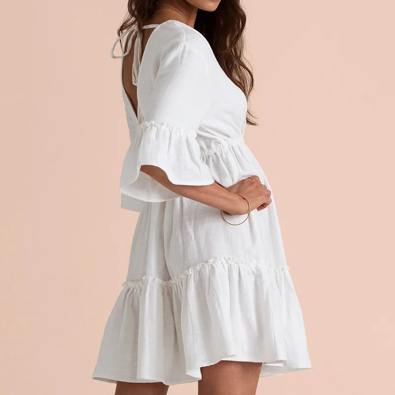 Women's White Bohemian Beach Cover-Up – Kaftan Sarong Swimsuit Tunic