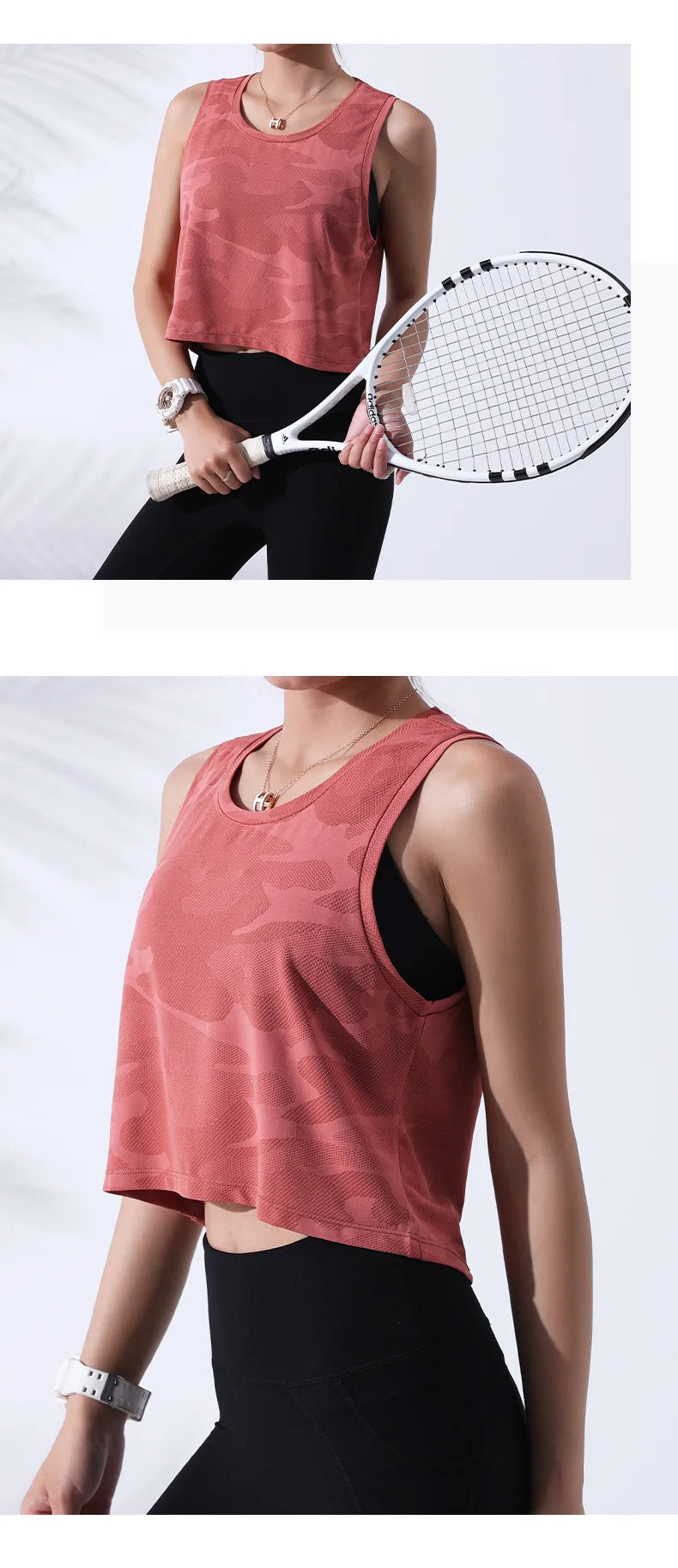 Women's Sleeveless Mesh Crop Tank Top – Breathable Gym & Yoga Vest