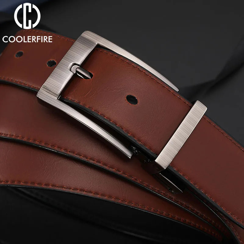 Men's Reversible Leather Belt | Two-Sided Black & Brown Buckle Belt