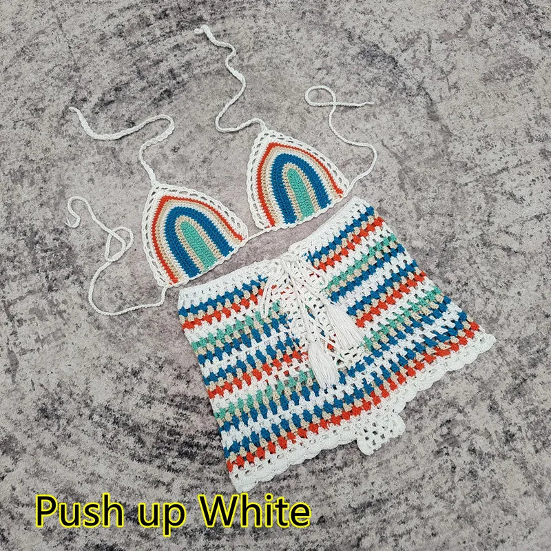 Women's Handmade Crochet Bikini Set – Sexy Beach Swimsuit with Optional Push-Up | S–L