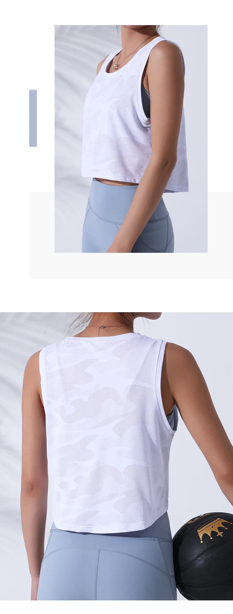 Women's Sleeveless Mesh Crop Tank Top – Breathable Gym & Yoga Vest