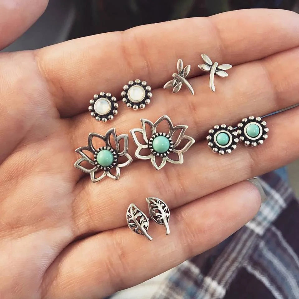 Women's Bohemian Shell & Starfish Dangle Earring Set – Beach Pearl Conch Drop Jewelry