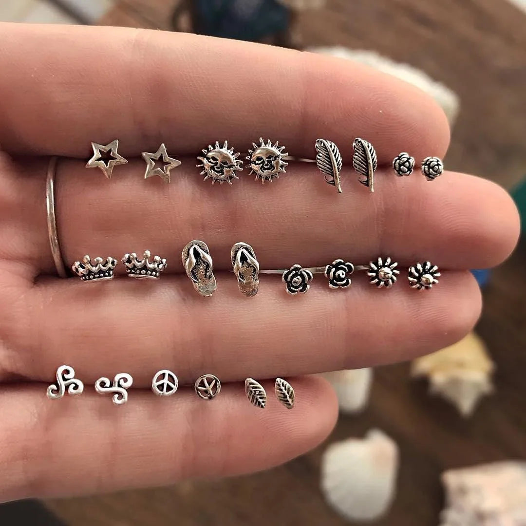 Women's Bohemian Shell & Starfish Dangle Earring Set – Beach Pearl Conch Drop Jewelry