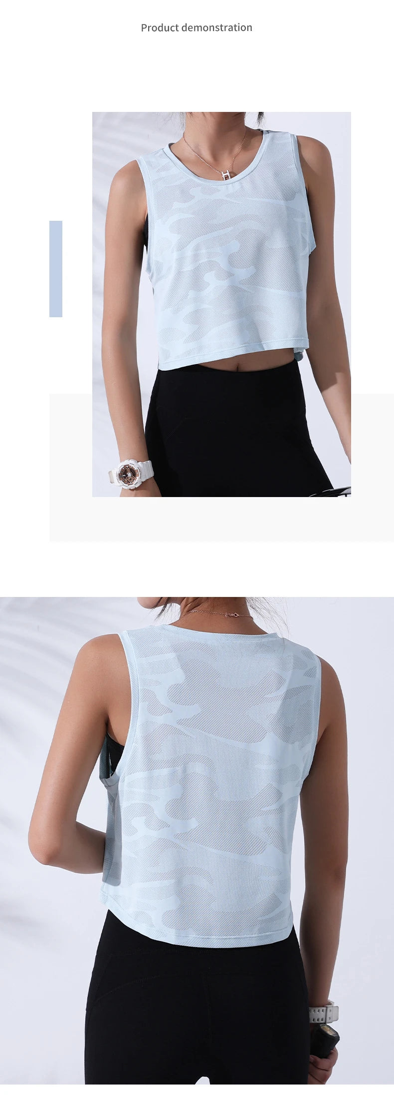 Women's Sleeveless Mesh Crop Tank Top – Breathable Gym & Yoga Vest