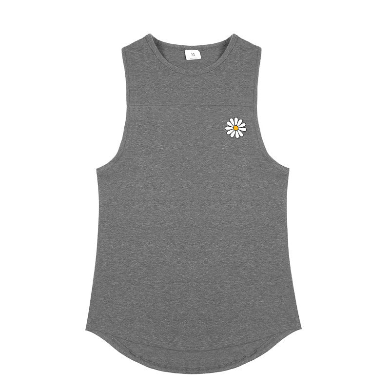 Men's Graphic Print Cotton Sports Vest – Loose Fit Sleeveless Tank Top
