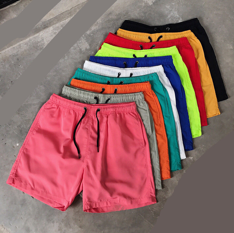 Men's Candy Color Beach Shorts – Casual Knee-Length Summer Shorts