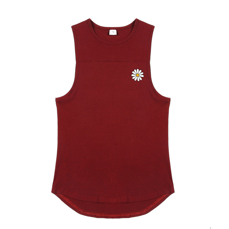 Men's Graphic Print Cotton Sports Vest – Loose Fit Sleeveless Tank Top