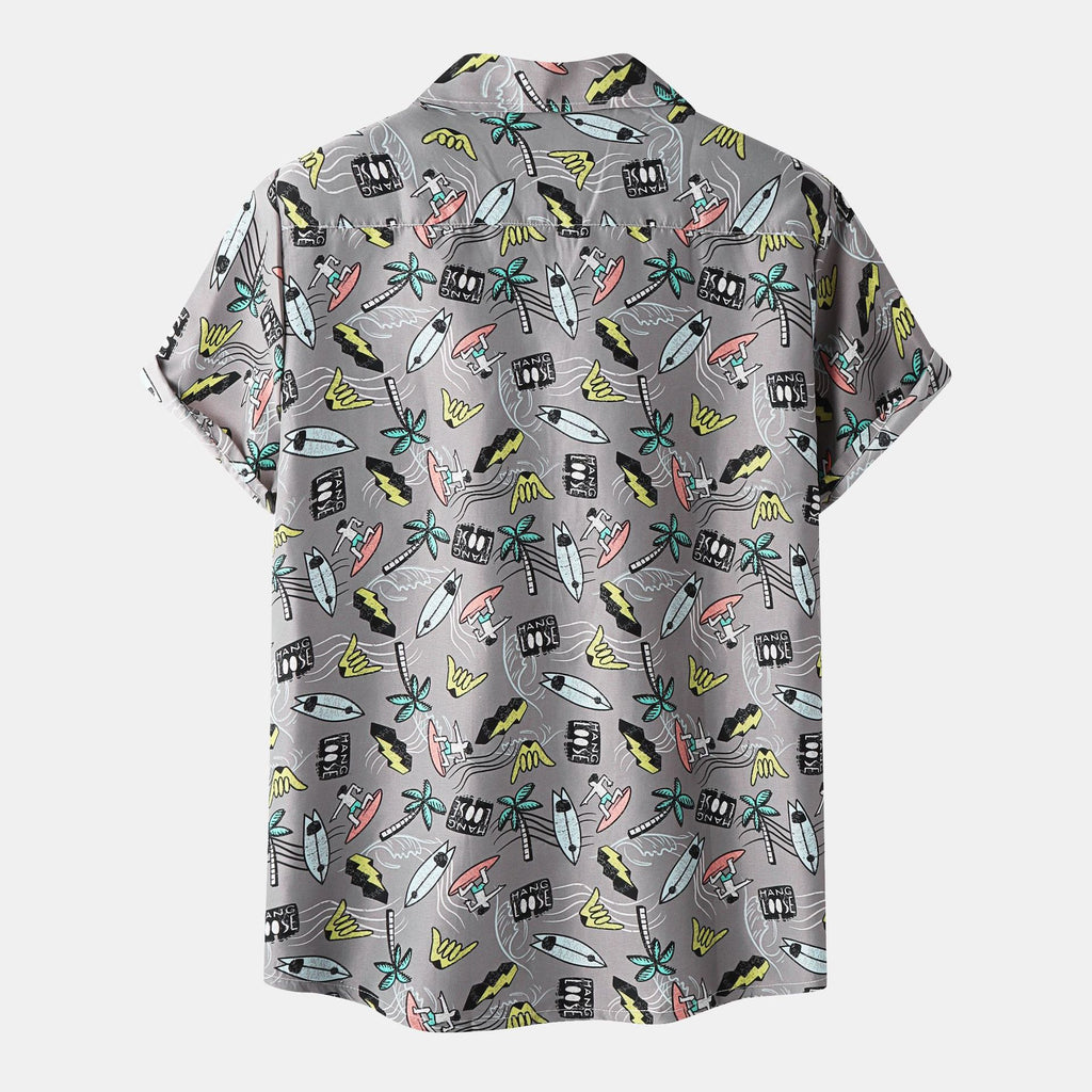 Men's Floral Print Hawaiian Vacation Shirt | Short Sleeve Beach Button-Down