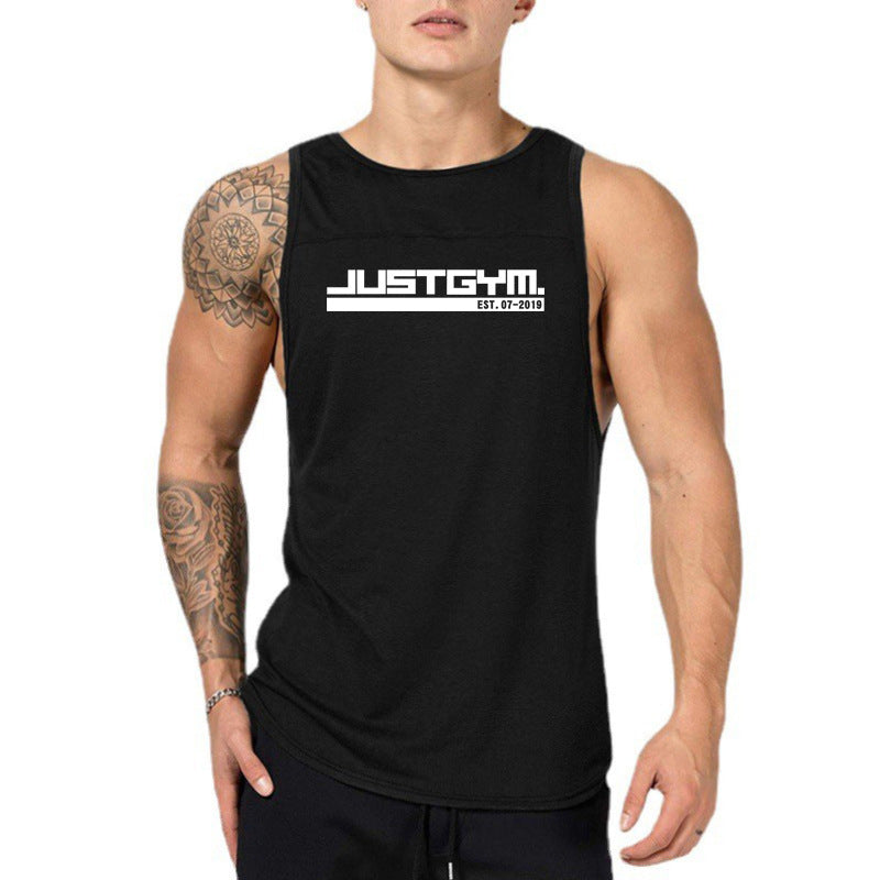 Men's Graphic Print Gym Vest – Loose Fit Cotton Sleeveless Training Tank