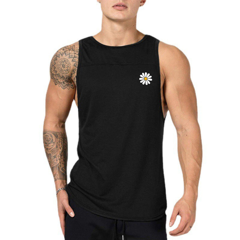 Men's Graphic Print Cotton Sports Vest – Loose Fit Sleeveless Tank Top