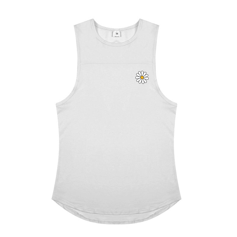 Men's Graphic Print Cotton Sports Vest – Loose Fit Sleeveless Tank Top