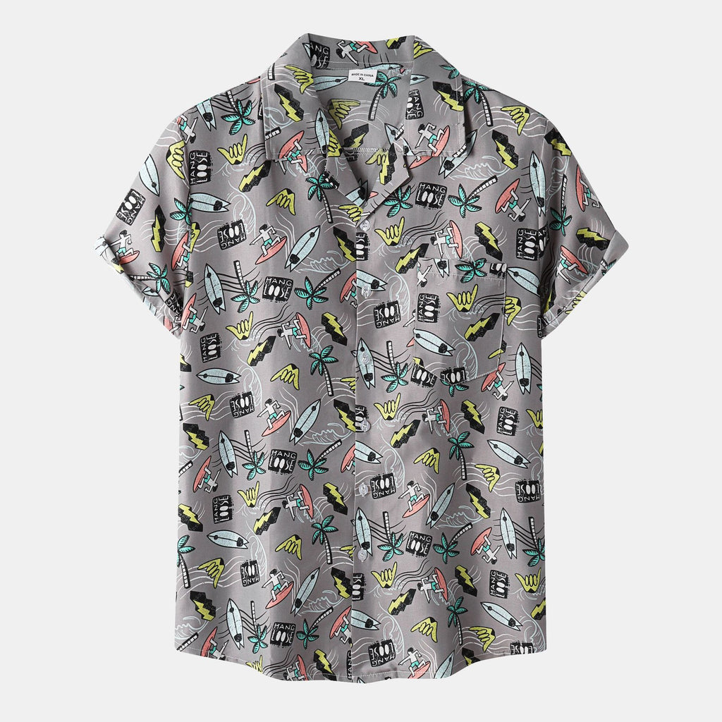 Men's Floral Print Hawaiian Vacation Shirt | Short Sleeve Beach Button-Down