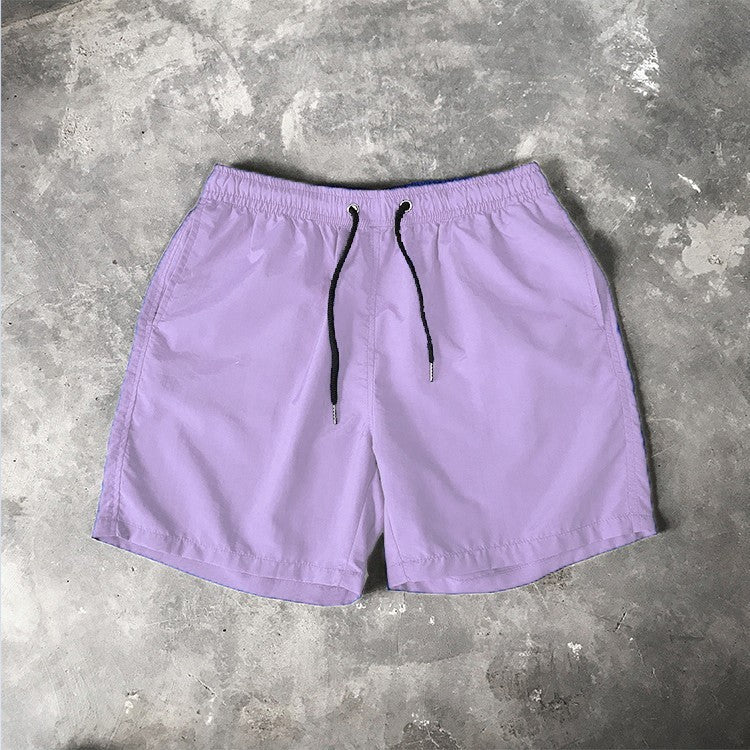 Men's Candy Color Beach Shorts – Casual Knee-Length Summer Shorts