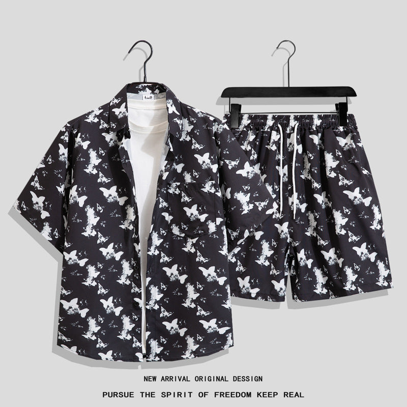 Men's Hawaiian Floral Two-Piece Set | Short Sleeve Shirt & Shorts Beach Outfit