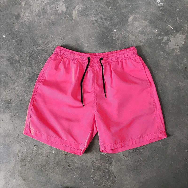 Men's Candy Color Beach Shorts – Casual Knee-Length Summer Shorts